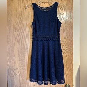 Navy blue lace dress with side zipper